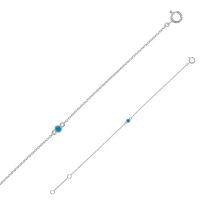 Bracelet orné d'un oxyde serti clos argent 925/1000 rhodié