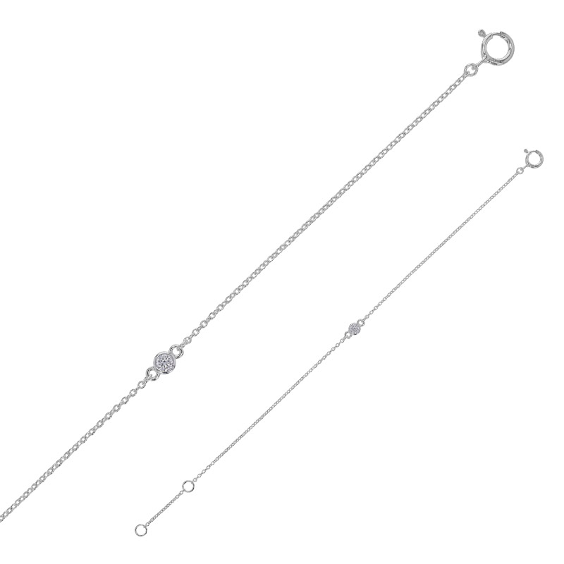 Bracelet orné d'un oxyde serti clos argent 925/1000 rhodié