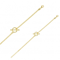 Bracelet orné d'une barre avec un cercle en argen 925/1000 doré