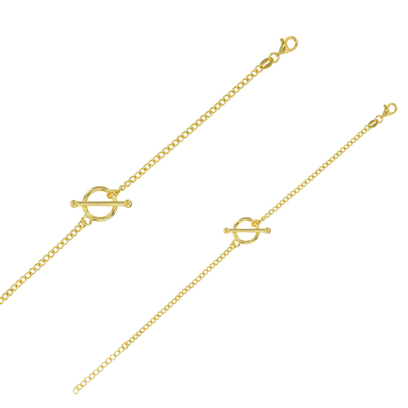 Bracelet orné d'une barre avec un cercle en argen 925/1000 doré