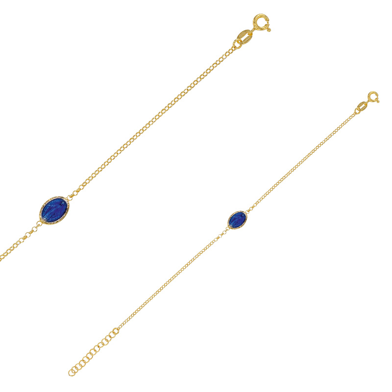 Bracelet orné d'une médaille vierge en émail bleu