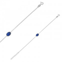 Bracelet orné d'une médaille vierge en émail bleu, argent 925/1000 rhodié