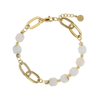 Bracelet orné d'une pierre de lune, acier doré