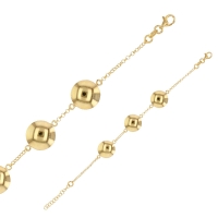 Bracelet orné de 3 ronds lisses, argent 925/1000 doré