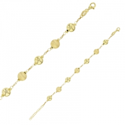 Bracelet orné de 4 boules lisses et 3 boules brossés, argent 925/1000 doré