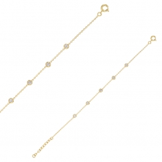 Bracelet orné de 5 oxydes sertis clos, plaqué or