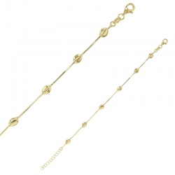 Bracelet orné de boules forme ovale maille serpent, argent 925/1000 doré