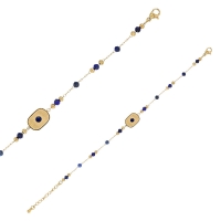 Bracelet orné de fluorites et résine vertes, acier doré