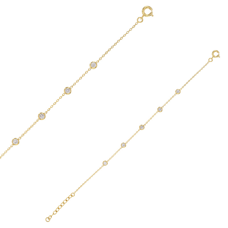Bracelet orné de 5 oxydes sertis clos, plaqué or