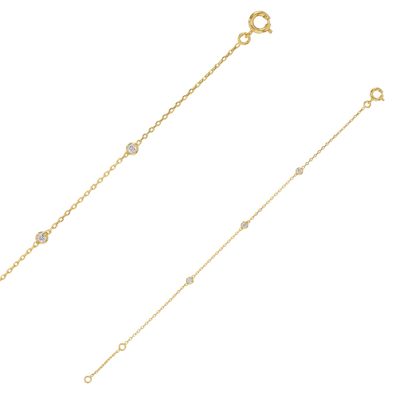 Bracelet orné de 3 oxydes sertis clos, plaqué or