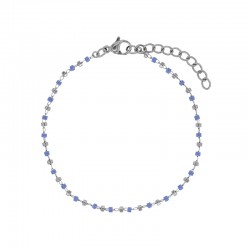 Bracelet orné de perle de verre bleu lavande et acier