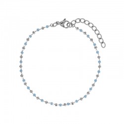 Bracelet orné de perle de verre bleu lavande et acier