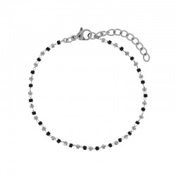 Bracelet orné de perle de verre bleu lavande et acier