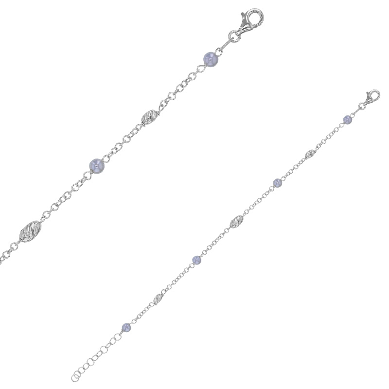 Bracelet orné de perles de culture d'eau douce et de boule forme ovale, argent 925/1000 rhodié