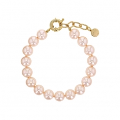 Bracelet orné de perles de Majorque rose en laiton doré