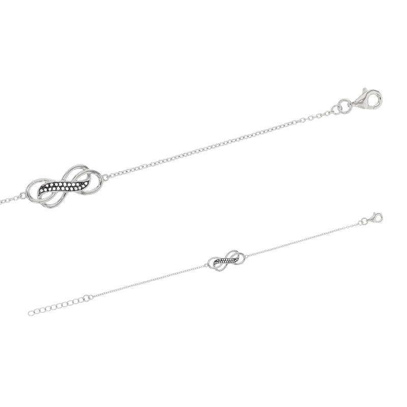 Bracelet orné de symboles infinis imbriqués argent 925/1000 rhodié