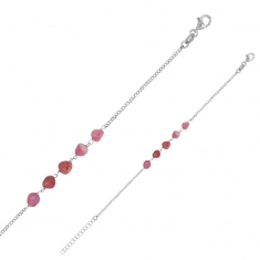 Bracelet orné de Tourmalines roses, argent 925/1000 doré