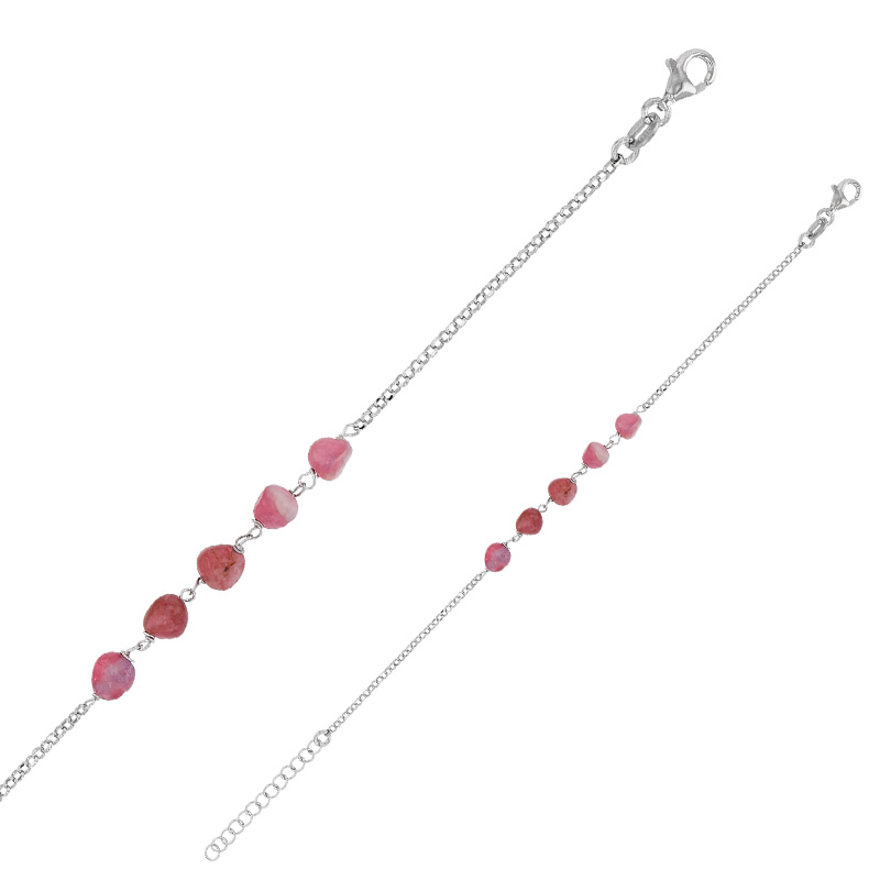 Bracelet orné de Tourmalines roses, argent 925/1000 doré