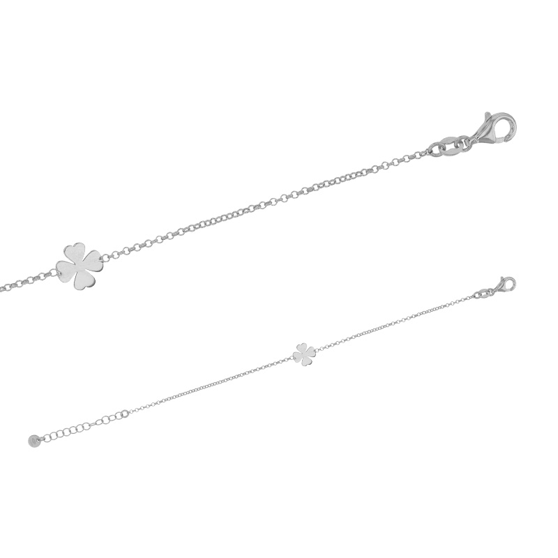 Bracelet orné de trèfles à 4 feuilles argent rhodié 925/1000