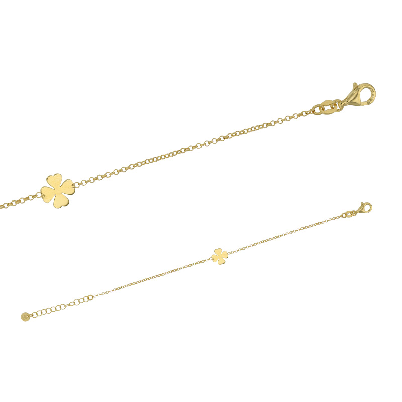 Bracelet orné de trèfles à 4 feuilles argent rhodié 925/1000