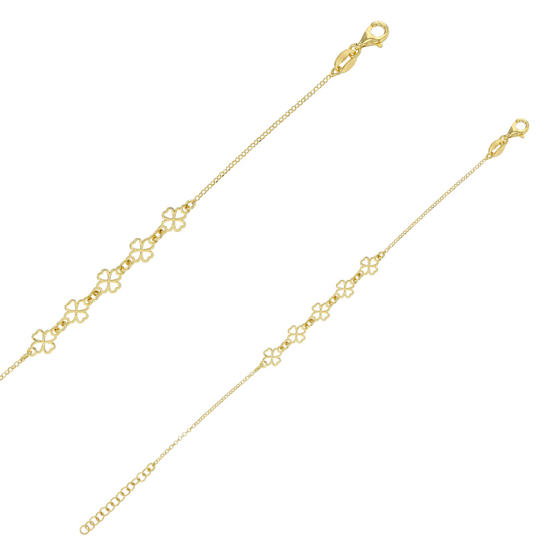 Bracelet orné de 5 trèfles ajourés en argent 925/1000 doré