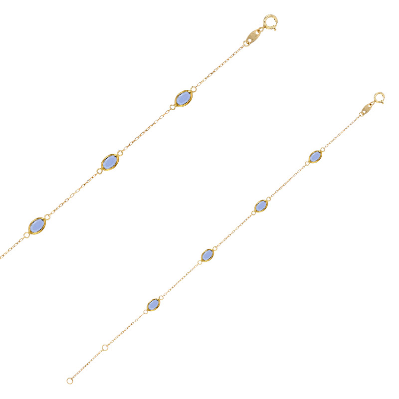 Bracelet ornés d’oxydes bleu clair, Or 750/1000