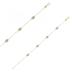 Bracelet ornés d’oxydes bleu clair, Or 750/1000