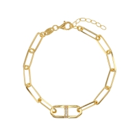 Bracelet ovale avec oxydes, argent 925/1000 doré