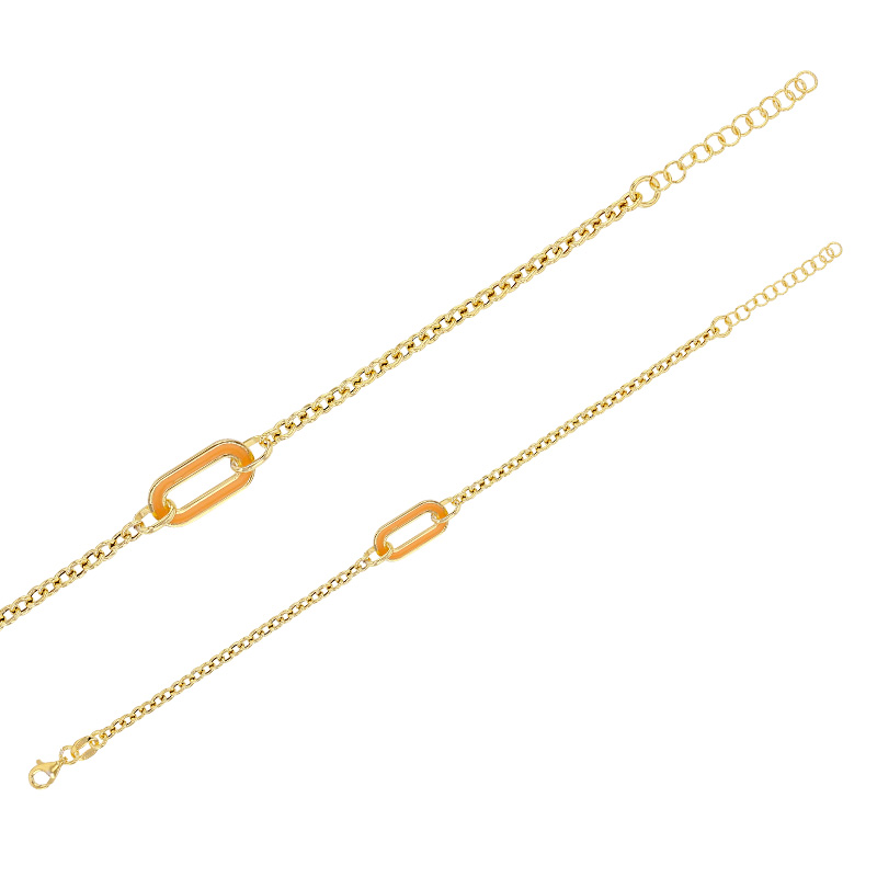 Bracelet ovale bleu en émail, argent 925/1000 doré