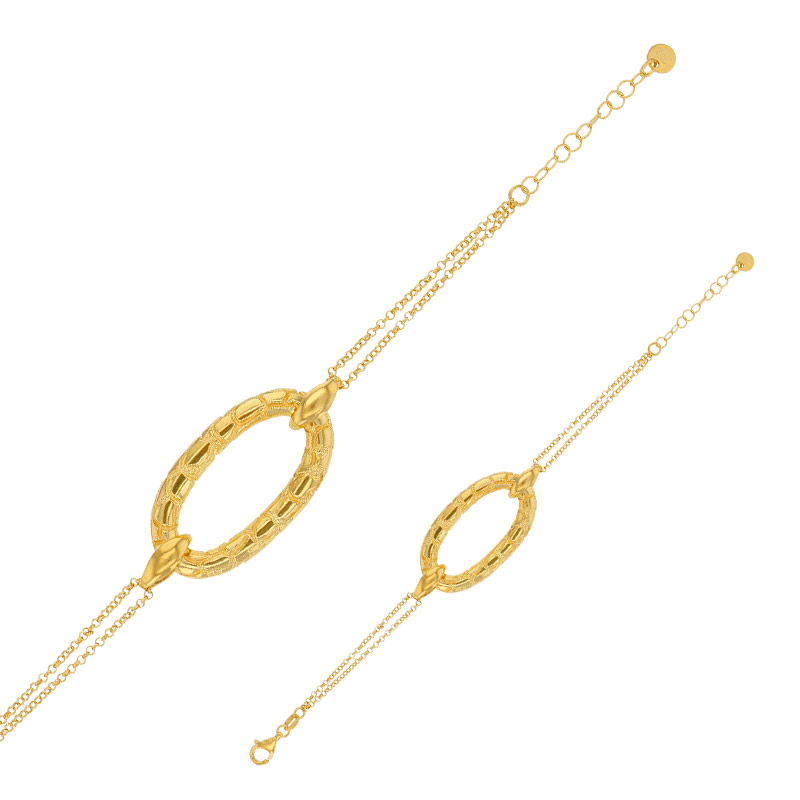 Bracelet ovale effet écailles de tortue, argent 925/1000 platiné