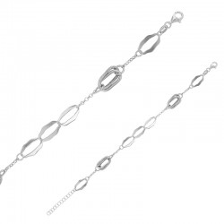 Bracelet ovales brillants et entrelacés, argent 925/1000 rhodié