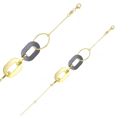Bracelet ovales entrelacés en ruthénium et argent 925/1000 doré