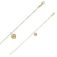 Bracelet pampille coeur, argent 925/1000 doré