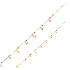 Bracelet pampilles et boules bleus en émail, argent 925/1000 platiné