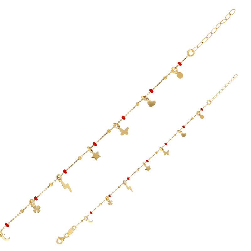 Bracelet pampilles et boules bleus en émail, argent 925/1000 platiné