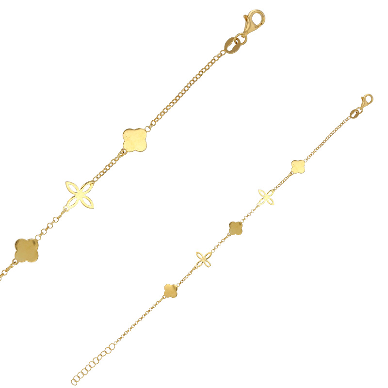 Bracelet pampilles fleurs en argent 925/1000 doré