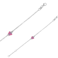 Bracelet papillon émaillé rose fuchsia, argent 925/1000 rhodié