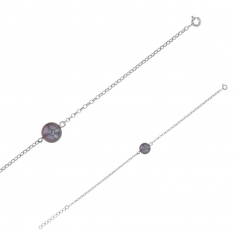 Bracelet perle de Tahiti ronde de culture, monture en argent 925/1000 rhodié