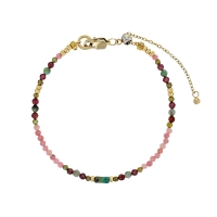 Bracelet perles de verre Miyuki jaspe rhodonite grenat et oxyde, acier doré