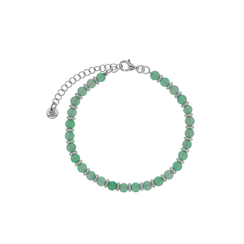 Bracelet perles de verre rose pêche en argent 925/1000 rhodié