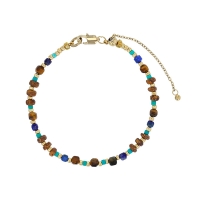 Bracelet petites perles de verre Miyuki, Oeil de tigre, lapis-lazuli, turquoise reconstituée, opale