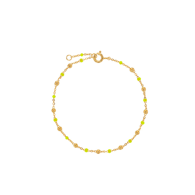 Bracelet plaqué or, effet petites perles, violet