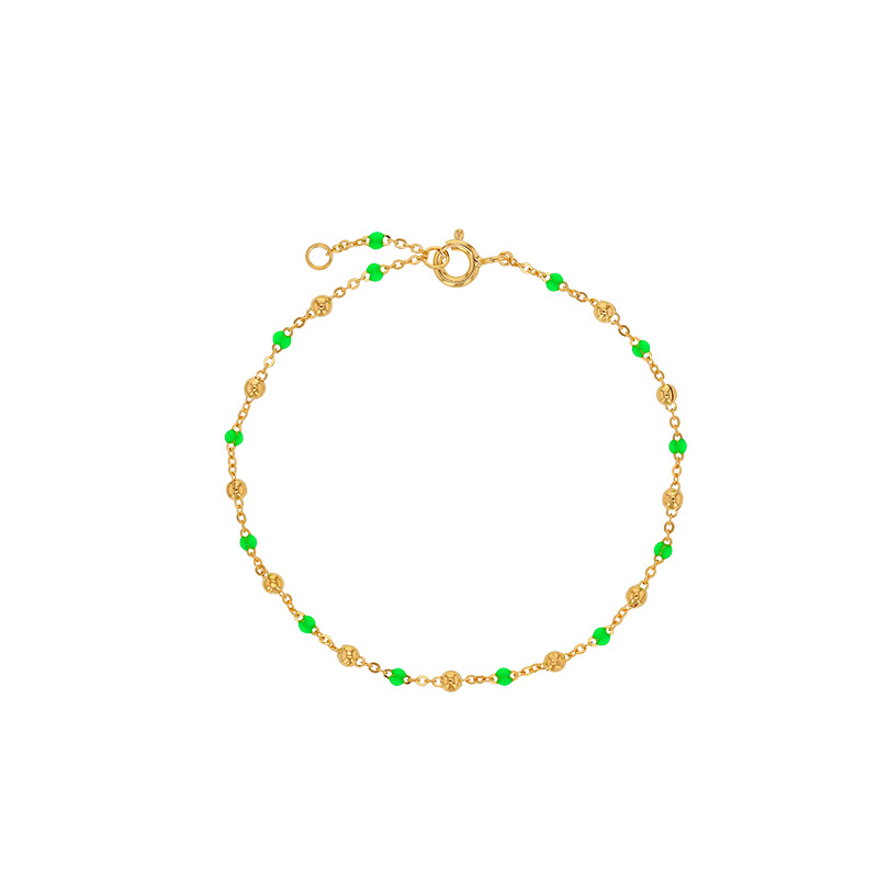 Bracelet plaqué or, effet petites perles, violet