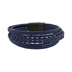 Bracelet 5 rangs synthétique bleu tressé