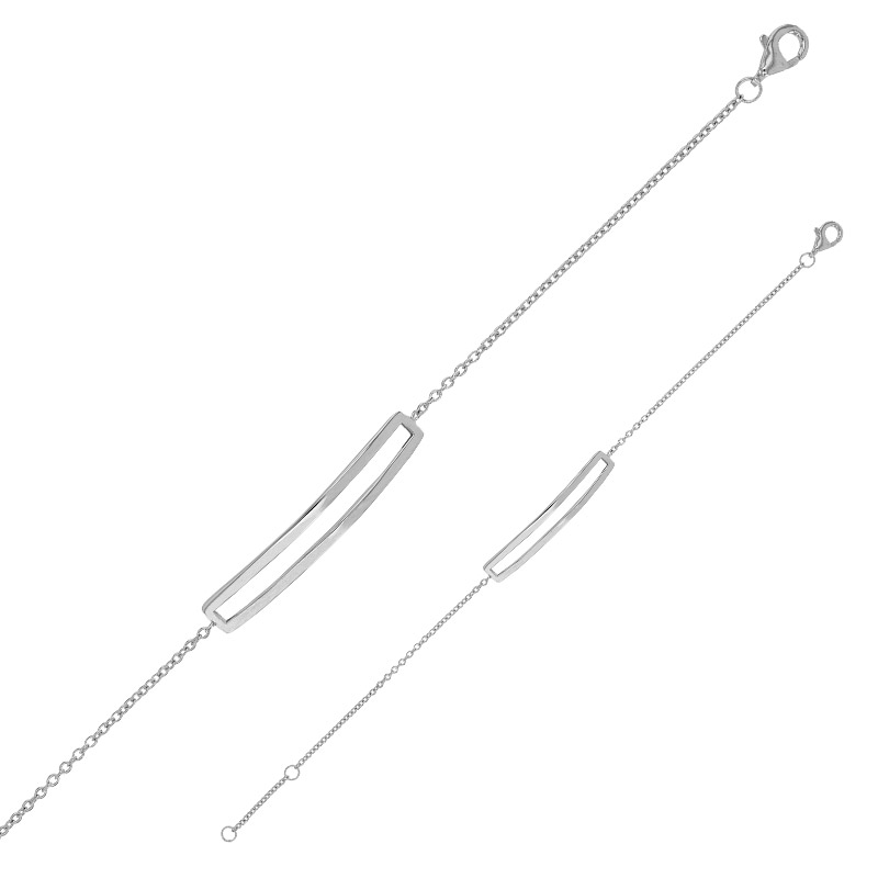 Bracelet rectangle ajouré, argent 925/1000 rhodié