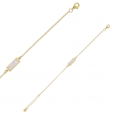 Bracelet rectangle ajouré en nacre, argent 925/1000 doré