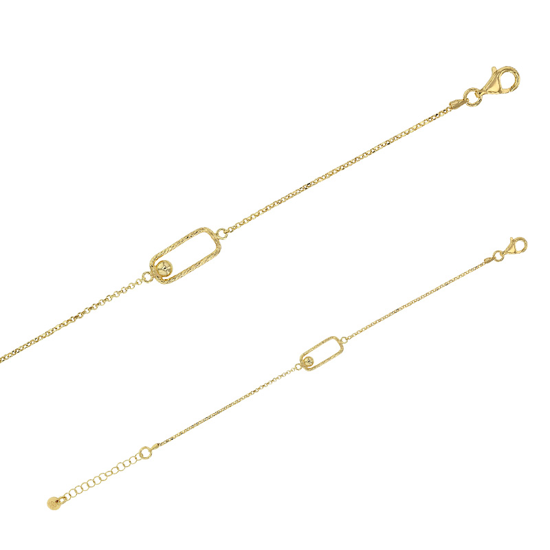 Bracelet rectangle argent 925/1000 rhodié ajouré diamanté collection URBAN