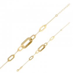 Bracelet rectangles ovales lisses et brossés, argent 925/1000 platiné