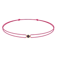 Bracelet réglable améthyste sertie clos, cordon nylon réglable rose cerise, Or 375/1000