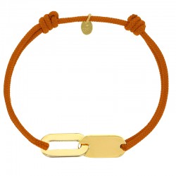 Bracelet réglable cordon bleu marine, anneau St John en argent 925/1000 rhodié